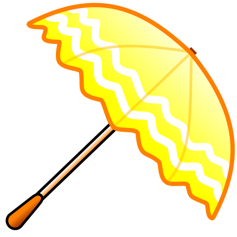 An open yellow parasol at an ange